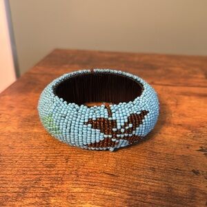 Beaded Bangle Bracelet, Blue, Black, Red, Green, Boho, Vintage